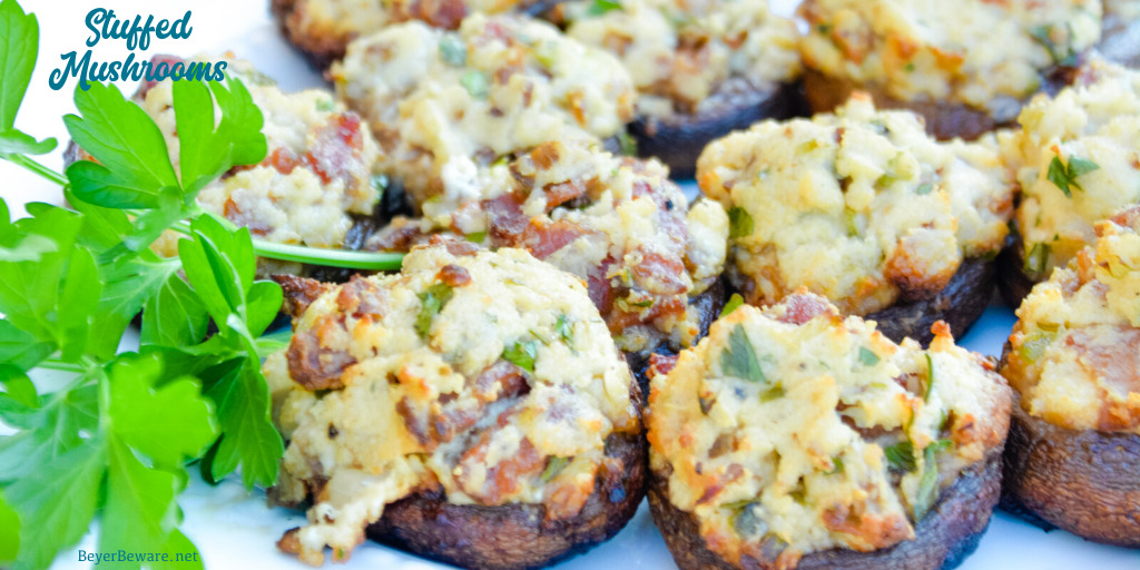 Bacon parmesan stuffed mushrooms are a gluten-free stuffed mushroom recipe is low-carb, filled with bacon, cheese, garlic, onions, and herbs that can be grilled or baked.