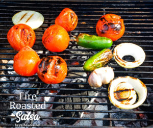 Fire-roasted salsa recipe grills garden fresh tomatoes, jalapenos, onions, garlic, and cilantro for a flame-grilled salsa recipe that is outrageously good.