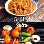 Fire-roasted salsa recipe grills garden fresh tomatoes, jalapenos, onions, garlic, and cilantro for a flame-grilled salsa recipe that is outrageously good.