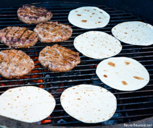 Grilling burgers and street taco tortillas