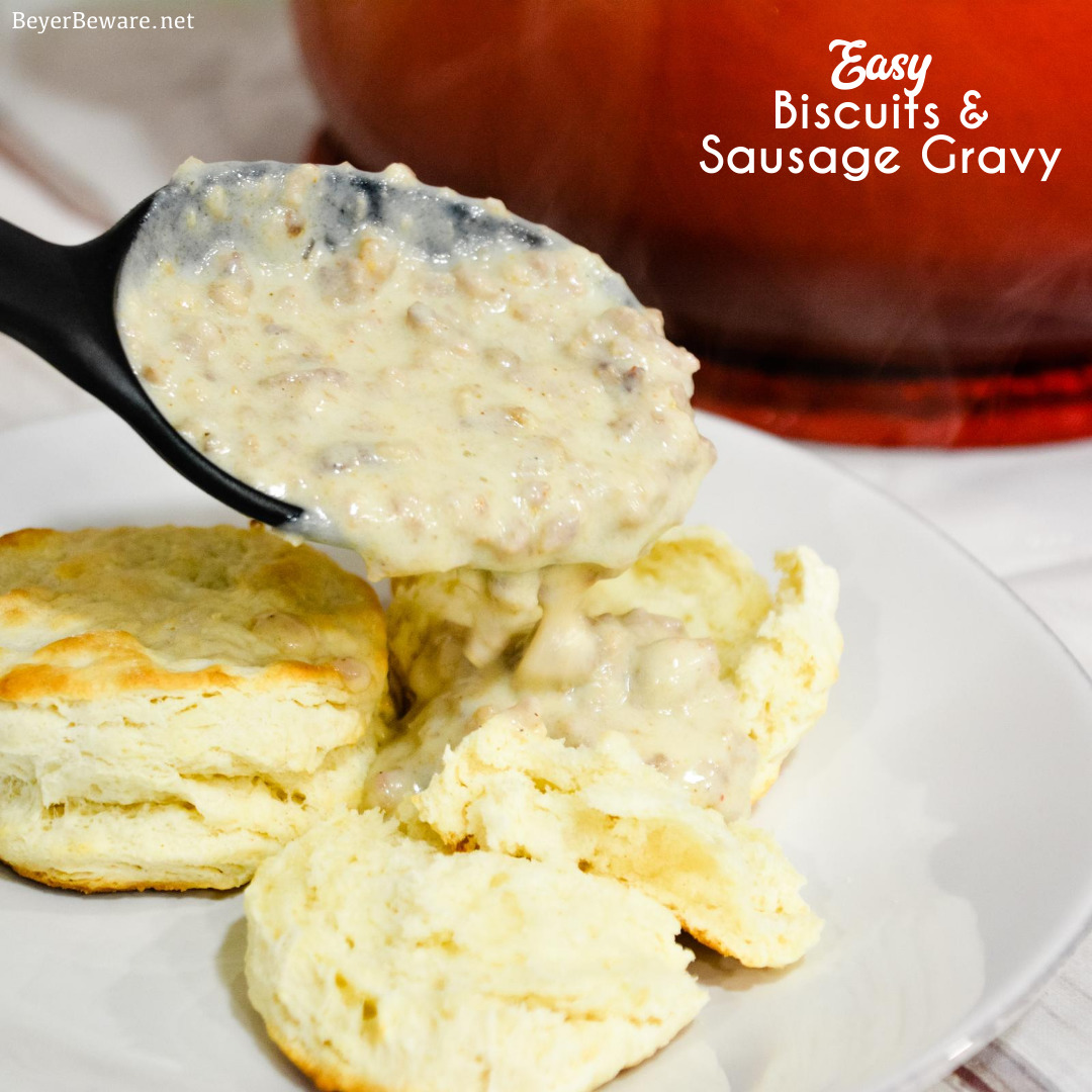 Homemade sausage gravy is a simple white gravy with breakfast sausage recipe perfect for easy biscuits and gravy breakfast made regularly for breakfast since it is so easy to make.