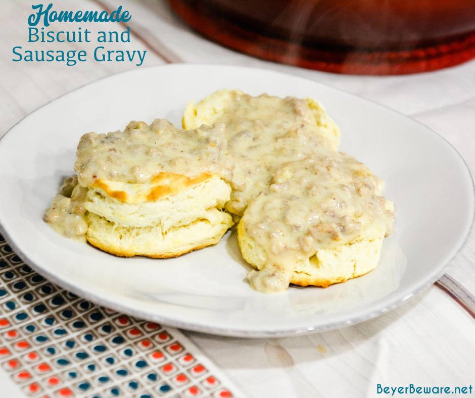 Homemade sausage gravy is a simple white gravy with breakfast sausage recipe perfect for easy biscuits and gravy breakfast made regularly for breakfast since it is so easy to make.