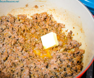 Making roux for sausage gravy