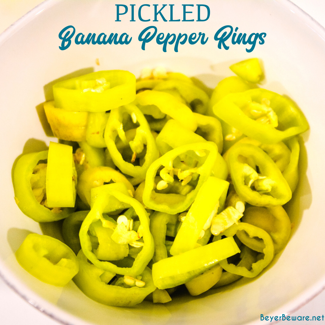 Learn how to can banana pepper rings with this easy refrigerator pickled peppers recipe that is made with your mild or hot banana peppers plus salt, sugar, vinegar, and water.