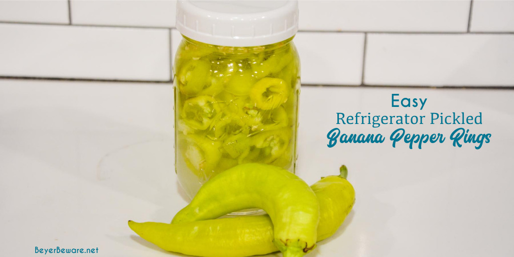 Learn how to can banana pepper rings with this easy refrigerator pickled peppers recipe that is made with your mild or hot banana peppers plus salt, sugar, vinegar, and water.