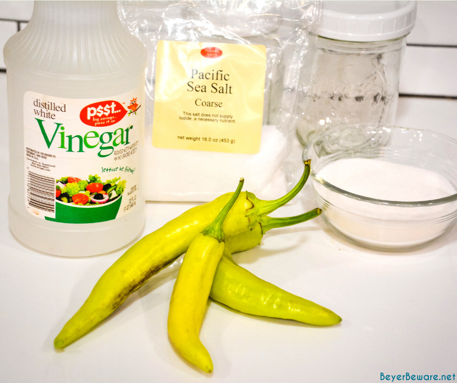 Ingredients for refrigerator pickled banana pepper rings