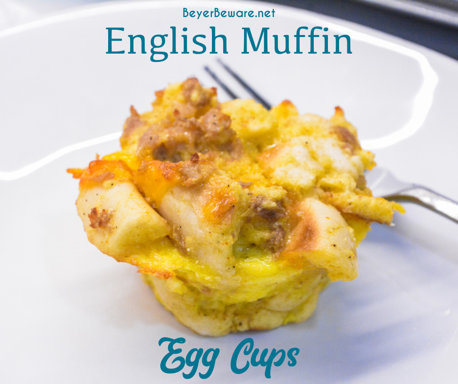 English Muffin Egg Cups are individual egg casseroles made from combining cubed English muffins, breakfast sausage, eggs, and cheese and then ready to eat, freezer, or fridge for quick breakfasts all week long.