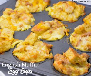 English Muffin Egg Cups are individual egg casseroles made from combining cubed English muffins, breakfast sausage, eggs, and cheese and then ready to eat, freezer, or fridge for quick breakfasts all week long.
