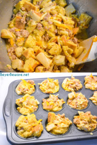 English Muffin Egg Cups are individual egg casseroles made from combining cubed English muffins, breakfast sausage, eggs, and cheese and then ready to eat, freezer, or fridge for quick breakfasts all week long.