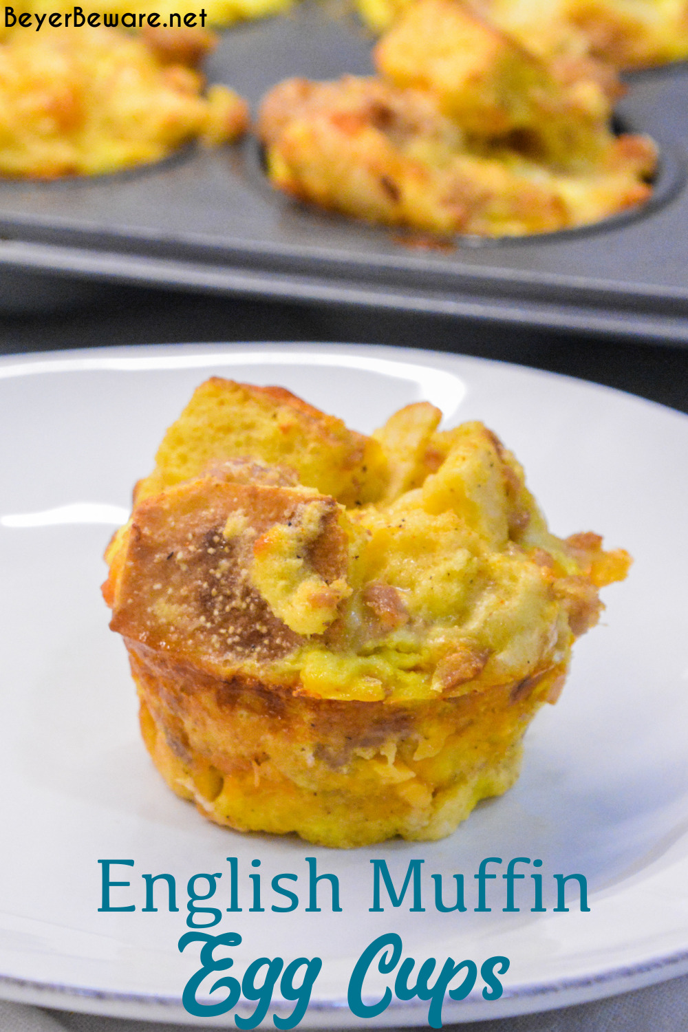 English Muffin Egg Cups are individual egg casseroles made from combining cubed English muffins, breakfast sausage, eggs, and cheese and then ready to eat, freezer, or fridge for quick breakfasts all week long.