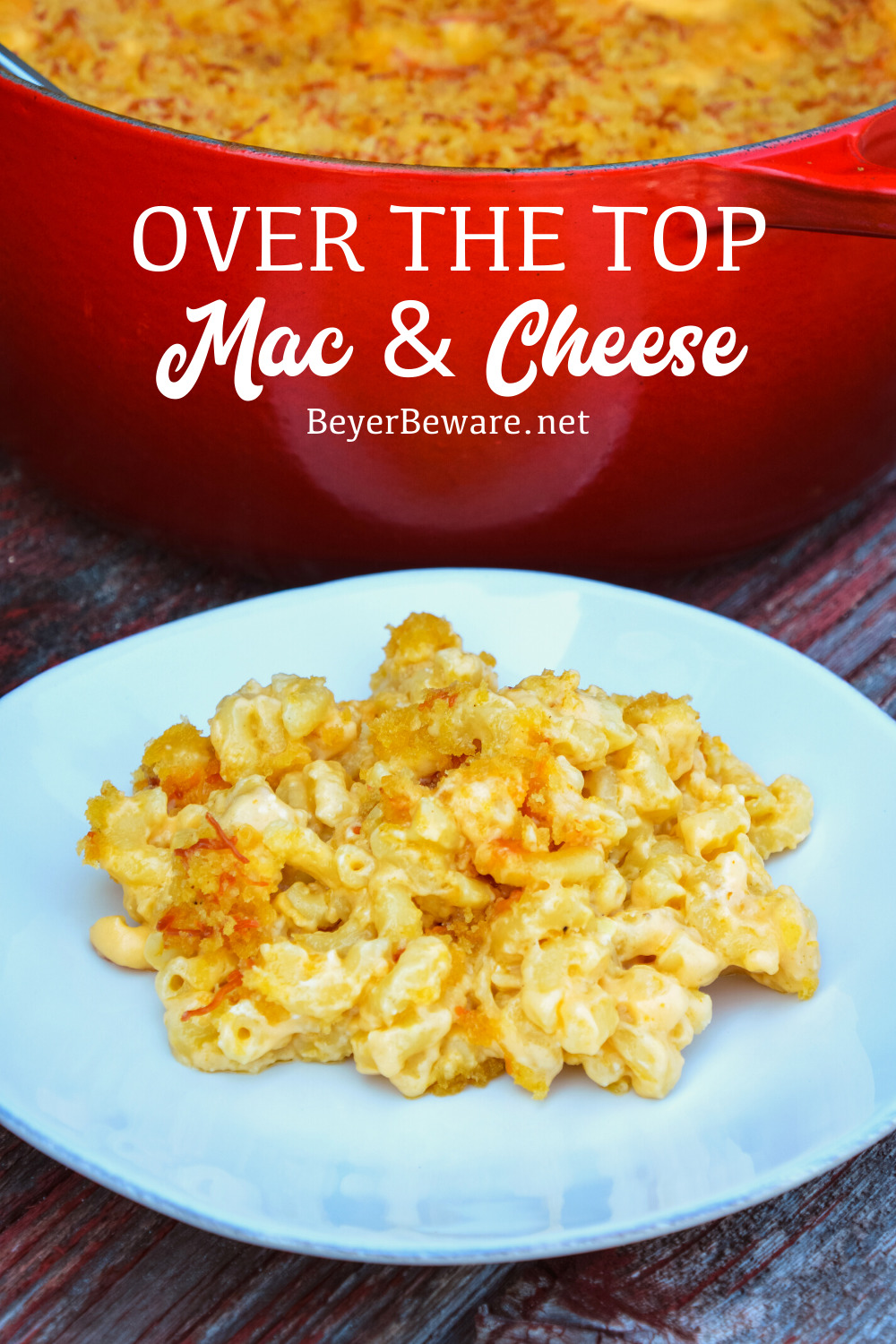 Smoked mac and cheese is an over the top macaroni and cheese recipe using a cheesy garlic white sauce combined with four kinds of cheese and then smoked on the Big Green Egg for an hour.