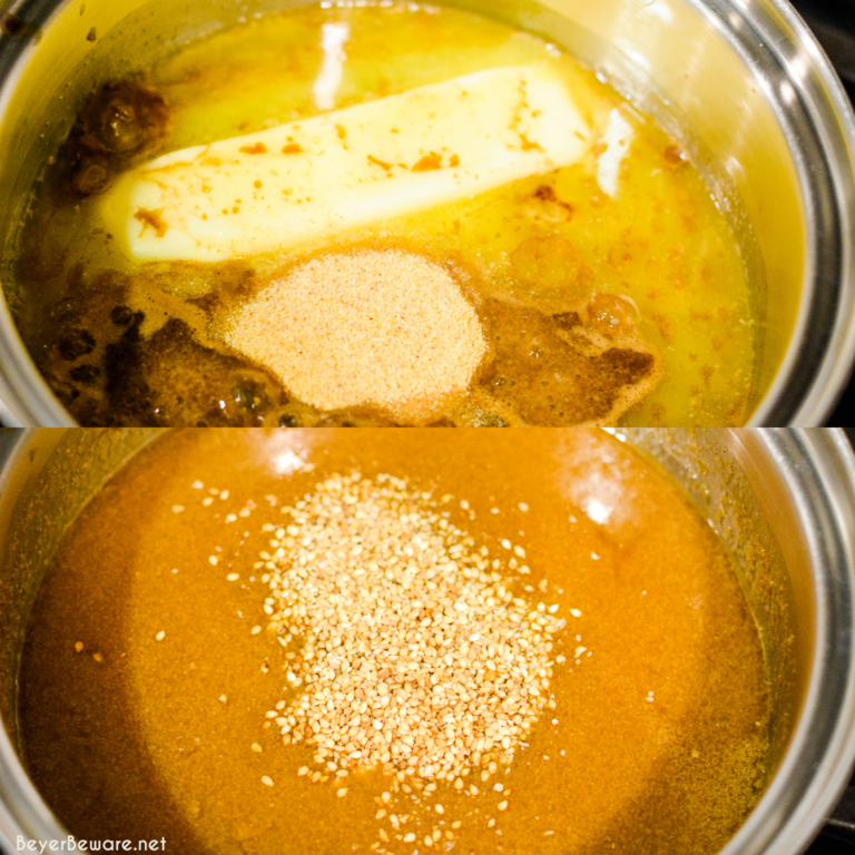 To make Sandy's sandwiches, start by melting butter in a small pan with the Worcestershire sauce