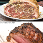 Knowing how to make a ribeye roast can mean a perfect beef holiday dinner entree that is perfectly cooked to a medium rare with a garlic and pepper crust all done on the Big Green Egg grill or the oven.