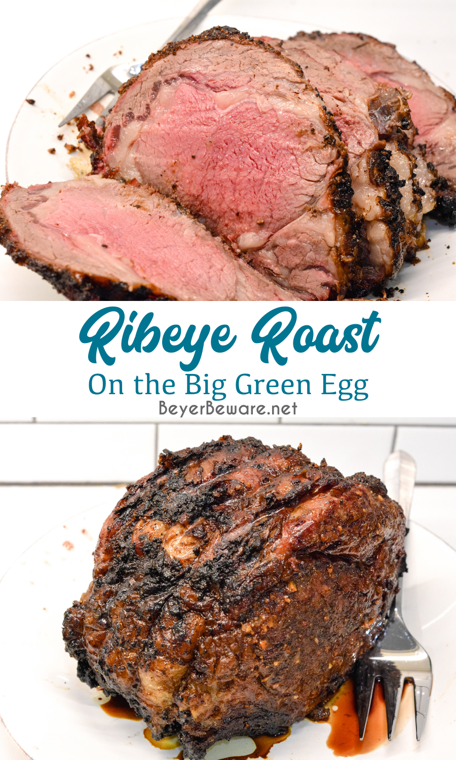 Knowing how to make a ribeye roast can mean a perfect beef holiday dinner entree that is perfectly cooked to a medium rare with a garlic and pepper crust all done on the Big Green Egg grill or the oven.