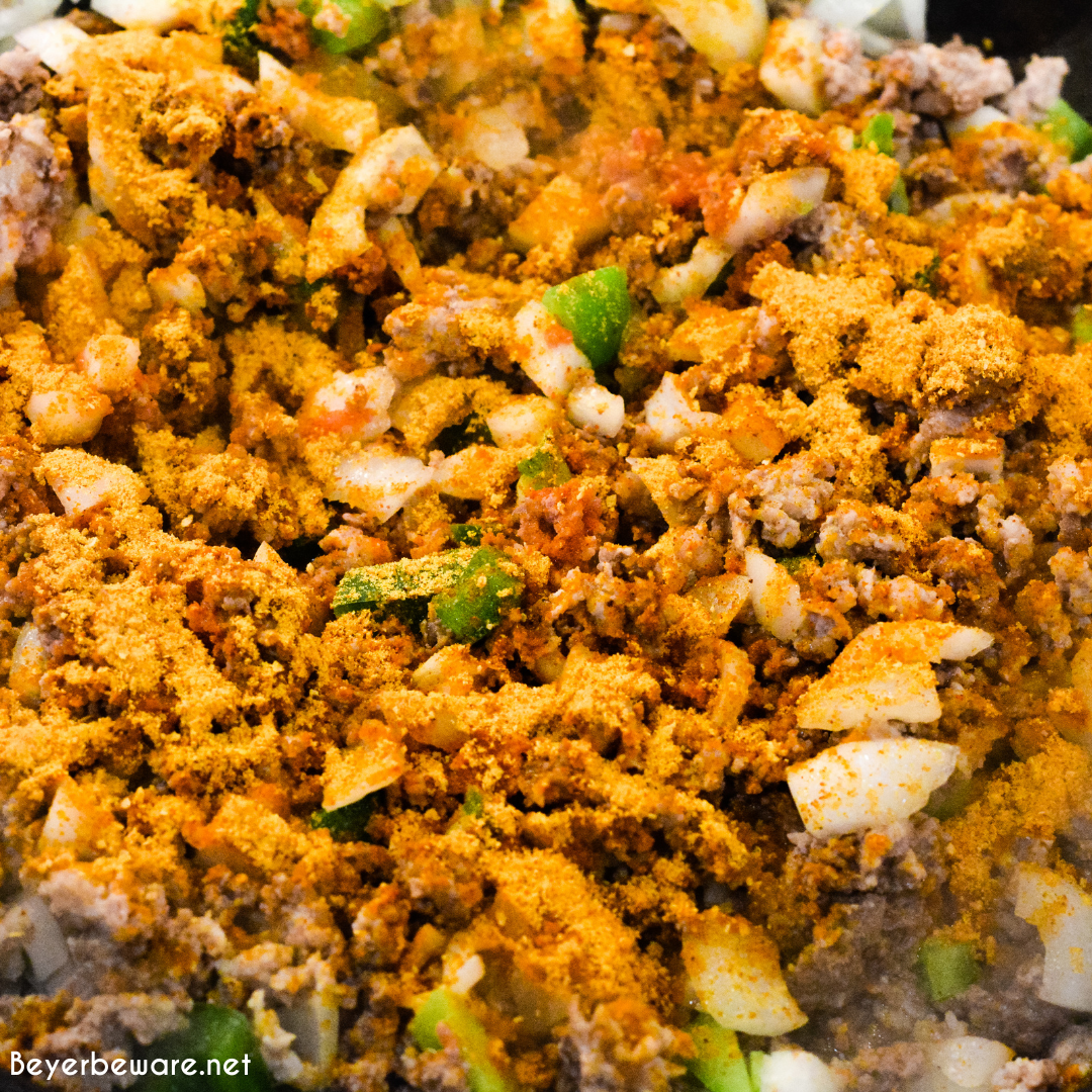 Taco Shepherd's Pie is an easy taco casserole made with leftover mashed potatoes, ground beef, corn, cheese, and peppers in the crock pot or oven.