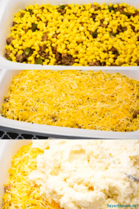 Taco Shepherd's Pie is an easy taco casserole made with leftover mashed potatoes, ground beef, corn, cheese, and peppers for crock pot shepherd's pie.