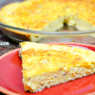 Crustless cheese and bacon quiche is a velvety smooth quiche recipe made quickly in the blender with eggs, cottage cheese, cream and then combined with bacon in a pie pan.