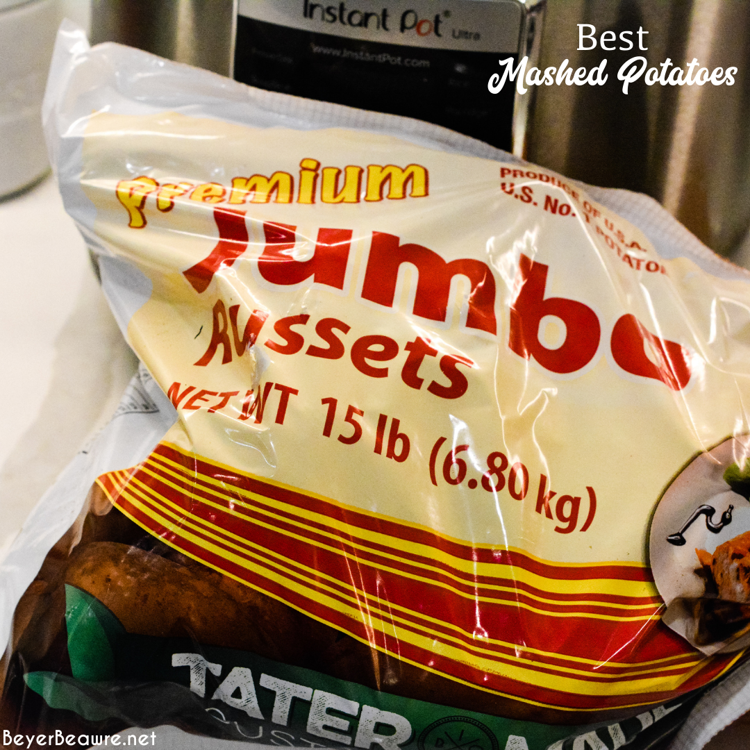 Jumbo Russet potatoes in a bag. The best potatoes for mashed potatoes.