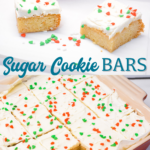 Sugar Cookie Bars are a simple bar cookie made with a package of sugar cookie mix, butter, and eggs topped with a homemade Lofthouse cookie type icing for a quick and simple treat.