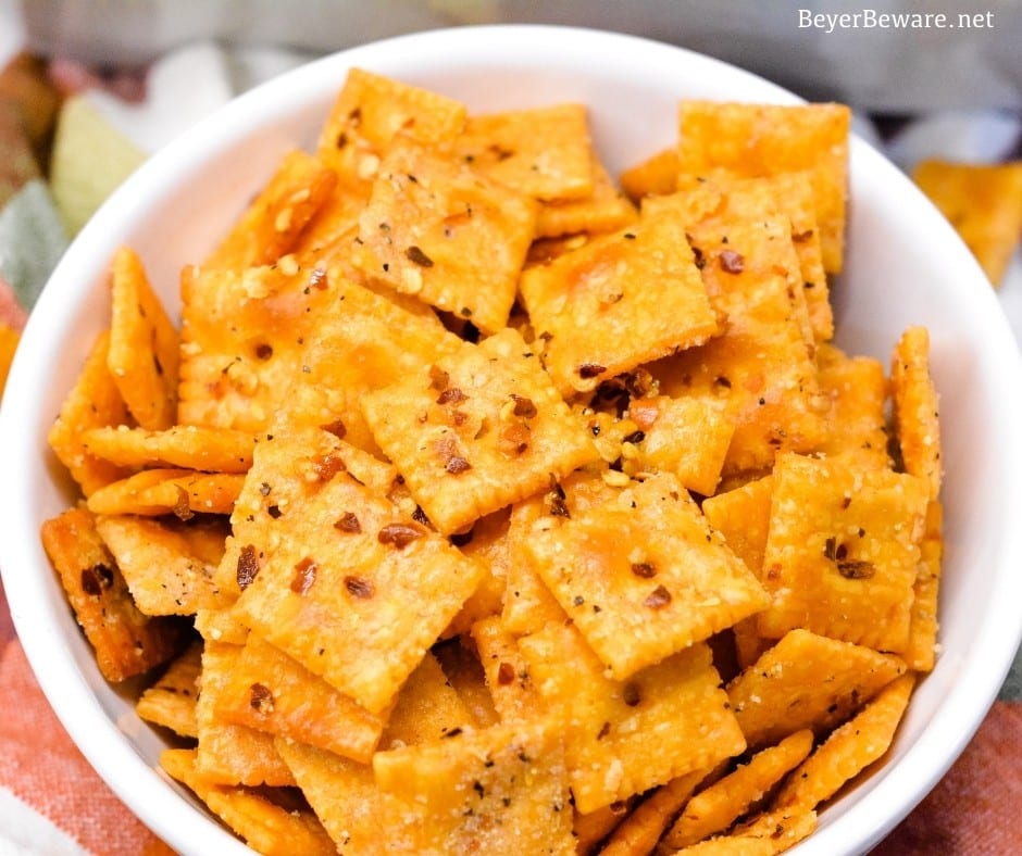 CheezIt firecrackers are your favorite cheese crackers with a buttery Italian seasoning with a little kick from red pepper flakes and baked to crispy crack snacks.