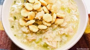 Grandma's chicken and rice soup is made from a whole chicken, onions, celery, and rice with seasonings, butter, and Better than Bouillon for spoonfuls of comfort.