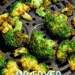 Air fryer broccoli is a delicious crispy broccoli recipe that is ready to eat in just 10 minutes! This broccoli in the air fryer recipe EASY made with a simple combination of fresh broccoli crowns, olive oil, and my favorite garlic pepper seasoning.