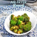 Air fryer broccoli is a delicious crispy broccoli recipe that is ready to eat in just 10 minutes! This broccoli in the air fryer recipe EASY made with a simple combination of fresh broccoli crowns, olive oil, and my favorite garlic pepper seasoning.