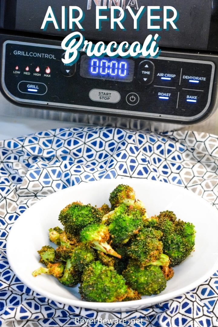 Air fryer broccoli is a delicious crispy broccoli recipe that is ready to eat in just 10 minutes! This broccoli in the air fryer recipe EASY made with a simple combination of fresh broccoli crowns, olive oil, and my favorite garlic pepper seasoning.