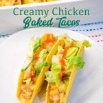 Creamy chicken baked tacos may have just become the best version of baked tacos made quickly with shredded chicken, Rotel, and cream cheese and piled into corn taco shells and baked to cheesy perfection.