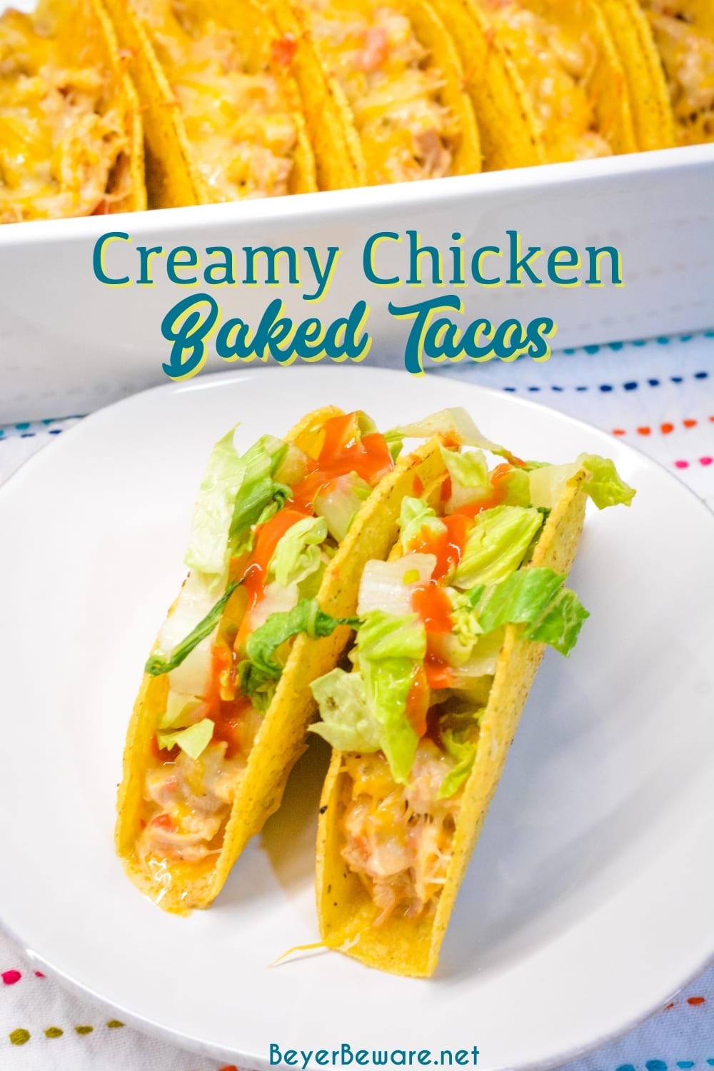 Creamy chicken baked tacos may have just become the best version of baked tacos made quickly with shredded chicken, Rotel, and cream cheese and piled into corn taco shells and baked to cheesy perfection.