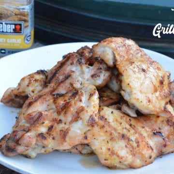 Grilled chicken no longer has to be dry and tough with this simple method for how to make the best grilled chicken recipe with boneless, skinless chicken thighs and honey garlic seasoning.