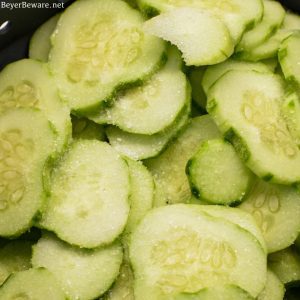 Cucumbers salted and draining excess liquid