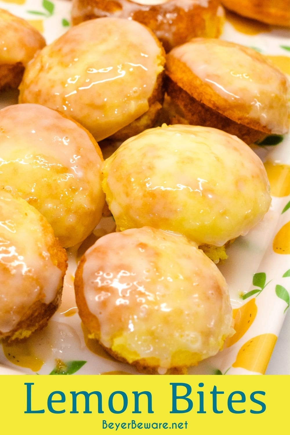 Lemon Blossoms or lemon bites are mini lemon cupcakes that start with a lemon cake mix and vanilla pudding mix and topped with a lemon glaze.