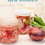 Pickled red onions are easy to make with onions, lime juice, jalapenos, radishes, and vinegar and the perfect topping for tacos, salads, and sandwiches.