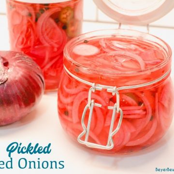 Pickled red onions are easy to make with onions, lime juice, jalapenos, radishes, and vinegar and the perfect topping for tacos, salads, and sandwiches.