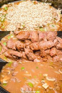 Crock Pot beef and barley soup with mushrooms is my new favorite soup to make this winter. This soup is full of onion, celery, and garlic and then lots of mushrooms and of course stew meat all made heartier with barley.