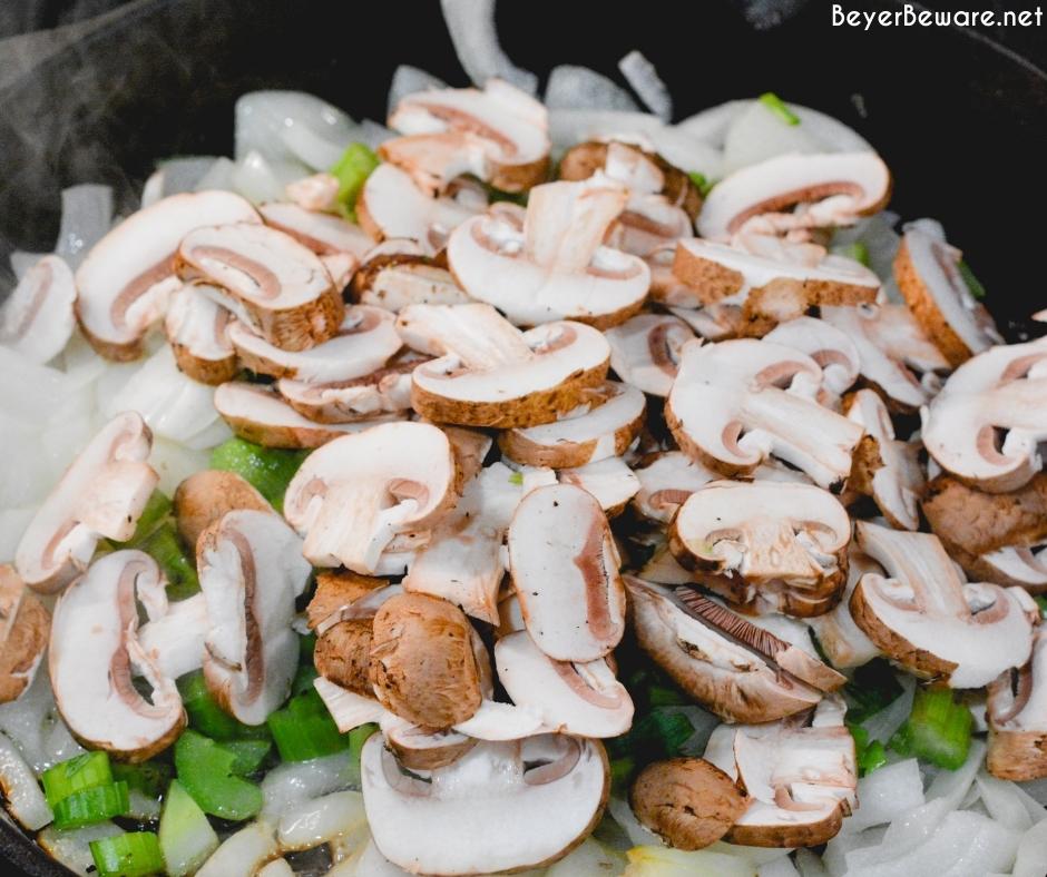 Crock Pot beef and barley soup with mushrooms is my new favorite soup to make this winter. This soup is full of onion, celery, and garlic and then lots of mushrooms and of course stew meat all made heartier with barley.