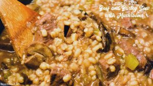 Crock Pot beef and barley soup with mushrooms is my new favorite soup to make this winter. This soup is full of onion, celery, and garlic and then lots of mushrooms and of course stew meat all made heartier with barley.