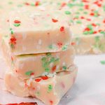 Sugar Cookie Fudge is an easy to make ingredient Christmas fudge recipe that combine white chocolate fudge with the flavors of sugar cookies.