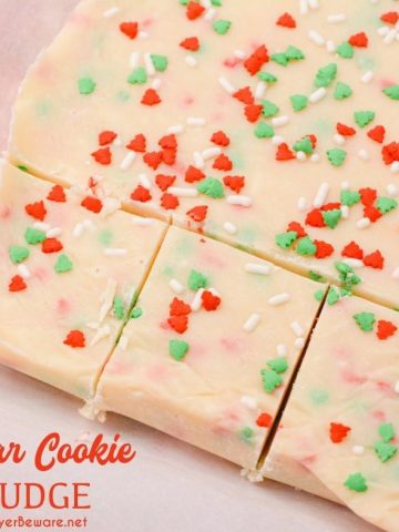 Sugar Cookie Fudge is an easy-to-make ingredient Christmas fudge recipe that combines white chocolate fudge with the flavors of sugar cookies.