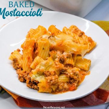 Baked Mostaccioli recipe is a simple sausage and pasta recipe full of cheese guaranteeing your family will love this easy casserole recipe.