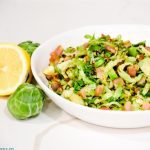 Shaved Brussels Sprouts with bacon sautéed on the stovetop and finished off with some lemon juice is the fastest way to make Brussels sprouts side dishes.