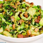 Shaved Brussels Sprouts with bacon sautéed on the stovetop and finished off with some lemon juice is the fastest way to make Brussels sprouts side dishes.