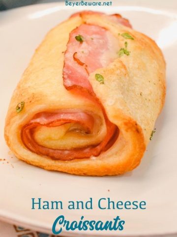 The ham and cheese croissants are buttery and gooey plus garlicky with the addition of garlic butter to the top of the croissants.