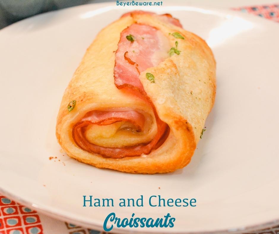 The ham and cheese croissants are buttery and gooey plus garlicky with the addition of garlic butter to the top of the croissants.