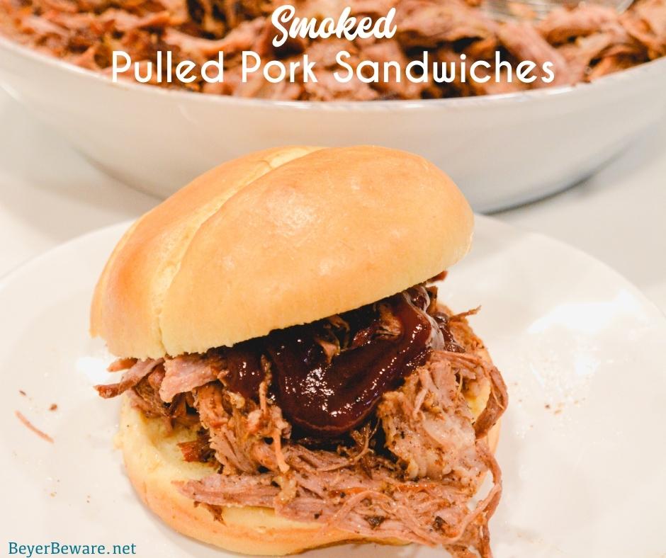 The simple smoked pulled pork recipe can be made with either a pork should or Boston butt with a simple rub and about 6-8 hours on the Big Green Egg followed by an hour resting before you shred the pork up for an amazing smoked BBQ sandwich.