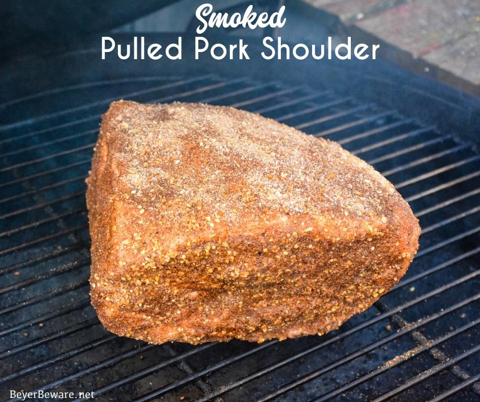 The simple smoked pulled pork recipe can be made with either a pork should or Boston butt with a simple rub and about 6-8 hours on the Big Green Egg followed by an hour resting before you shred the pork up for an amazing smoked BBQ sandwich.