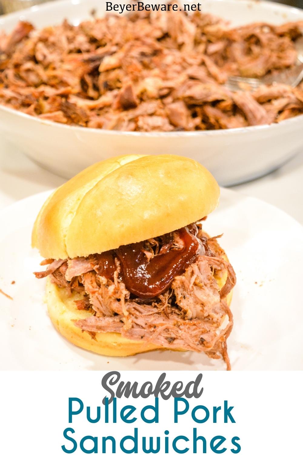 The simple smoked pulled pork recipe can be made with either a pork should or Boston butt with a simple rub and about 6-8 hours on the Big Green Egg followed by an hour resting before you shred the pork up for an amazing smoked BBQ sandwich.