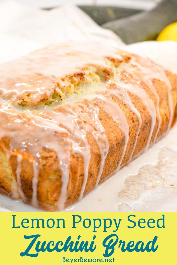 Lemon poppyseed zucchini bread is made with your traditional zucchini bread ingredients plus fresh lemon juice, poppyseeds, and almond extract.