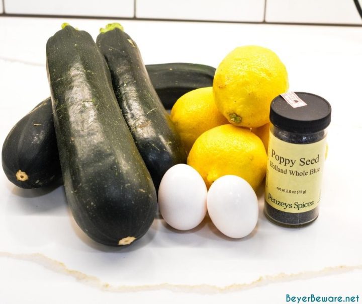 Lemon poppyseed zucchini bread is made with your traditional zucchini bread ingredients plus fresh lemon juice, poppyseeds, and almond extract.